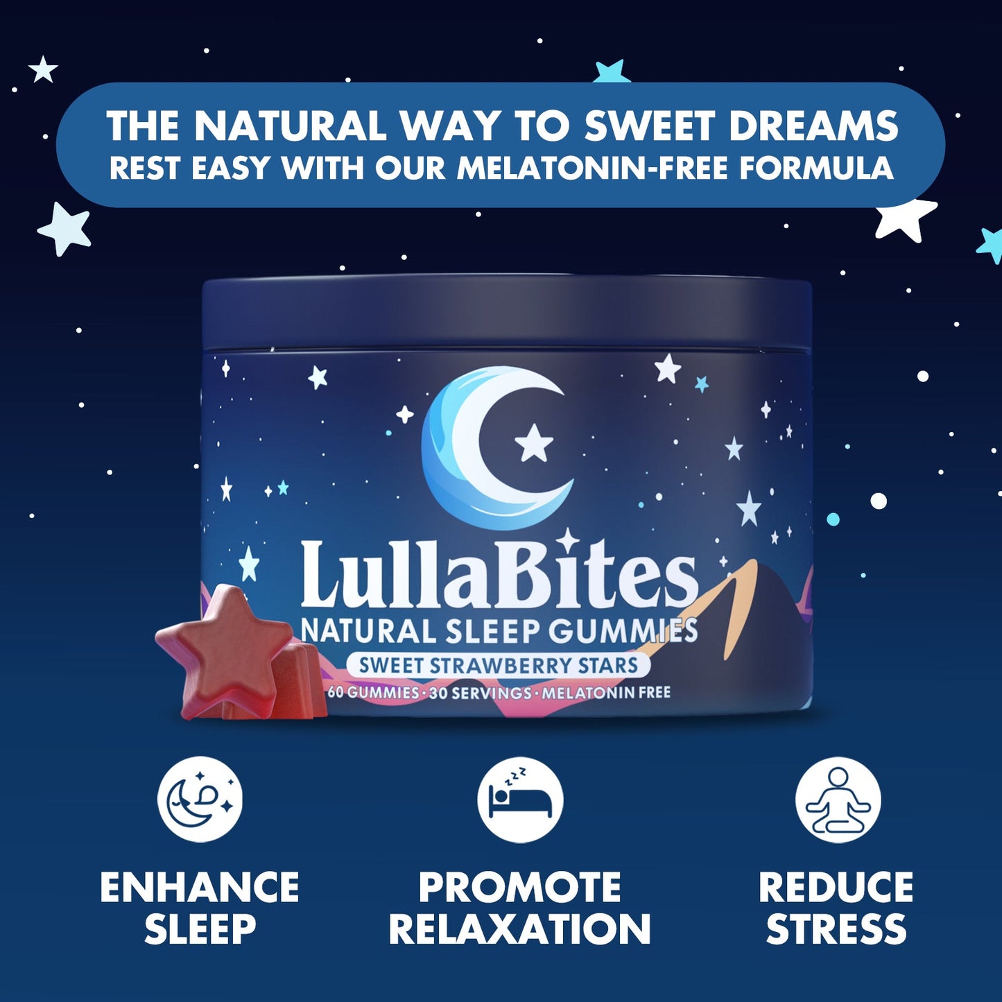 LullaBites Natural Sleep Gummies | Melatonin-Free Strawberry Gummies