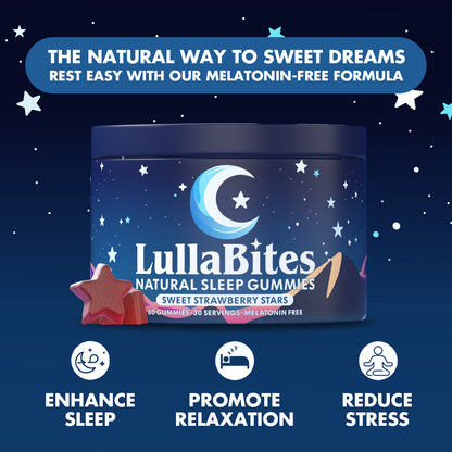 LullaBites Natural Sleep Gummies | Melatonin-Free Strawberry Gummies