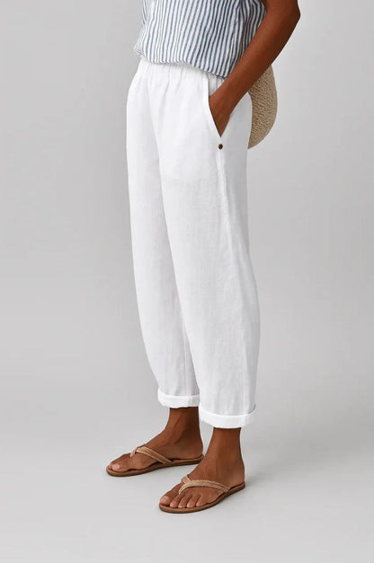Wide Leg Linen Pants with Elasticated Waist