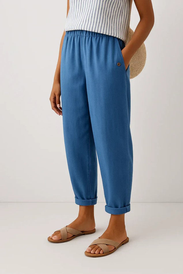 Wide Leg Linen Pants with Elasticated Waist