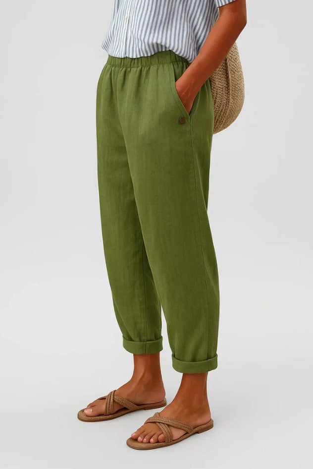 Wide Leg Linen Pants with Elasticated Waist