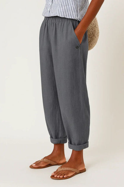 Wide Leg Linen Pants with Elasticated Waist