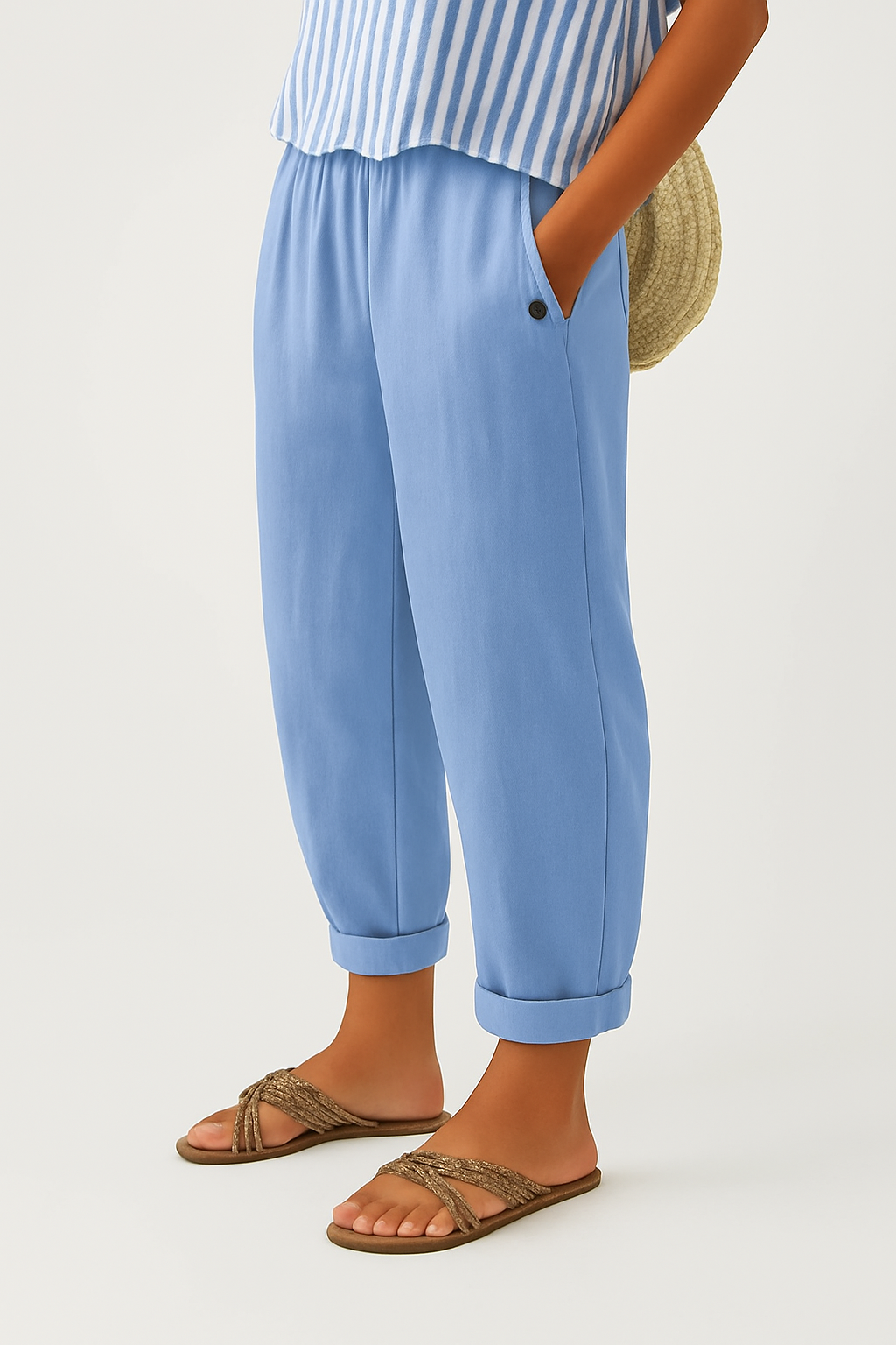 Wide Leg Linen Pants with Elasticated Waist