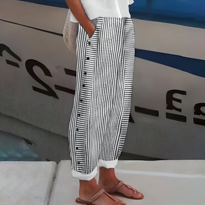 Relaxed Fit Wide Leg Pants With Pockets