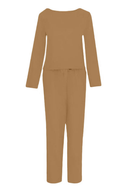 Linen Two-Piece Set for Women - Casual Summer Lounge Outfit with Wide Leg Pants